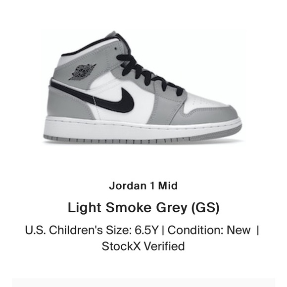 Jordan Shoes - Jordan 1 Mid (GS) Light Smoke Grey